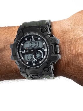 Activa by Invicta Men’s Digital Analog Tactical Watch Black Olive Camo